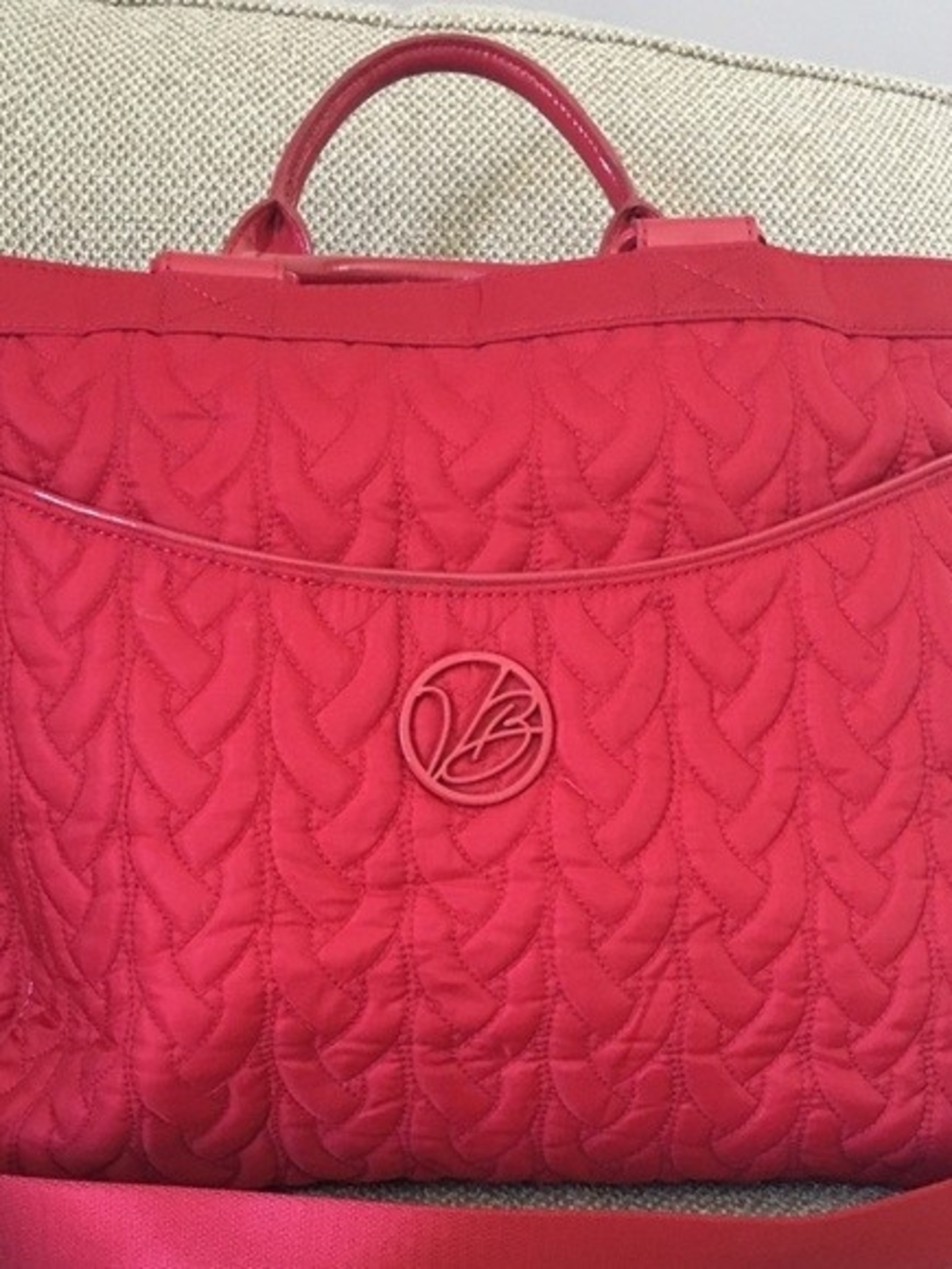Vintage Vera Bradley  cranberry Quilted Computer Tote GUC OBO